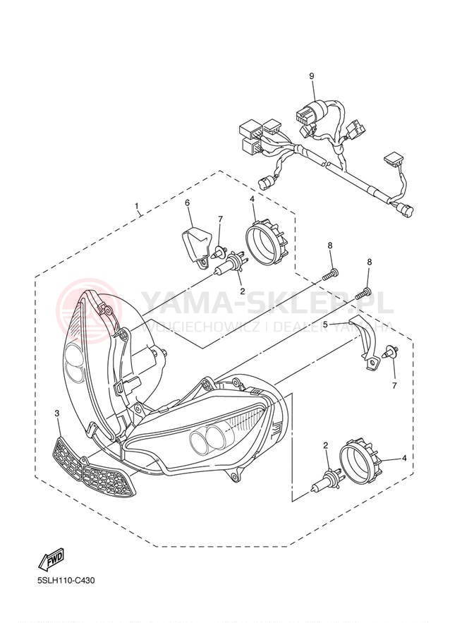 Schemat "Lampa przód" do Yamaha YZF-R6 YZFR6SS/YZFR6SCS