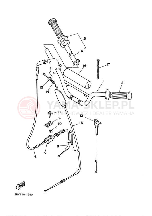Schemat "Kierownica i osprzęt" do Yamaha PW80 PW80R