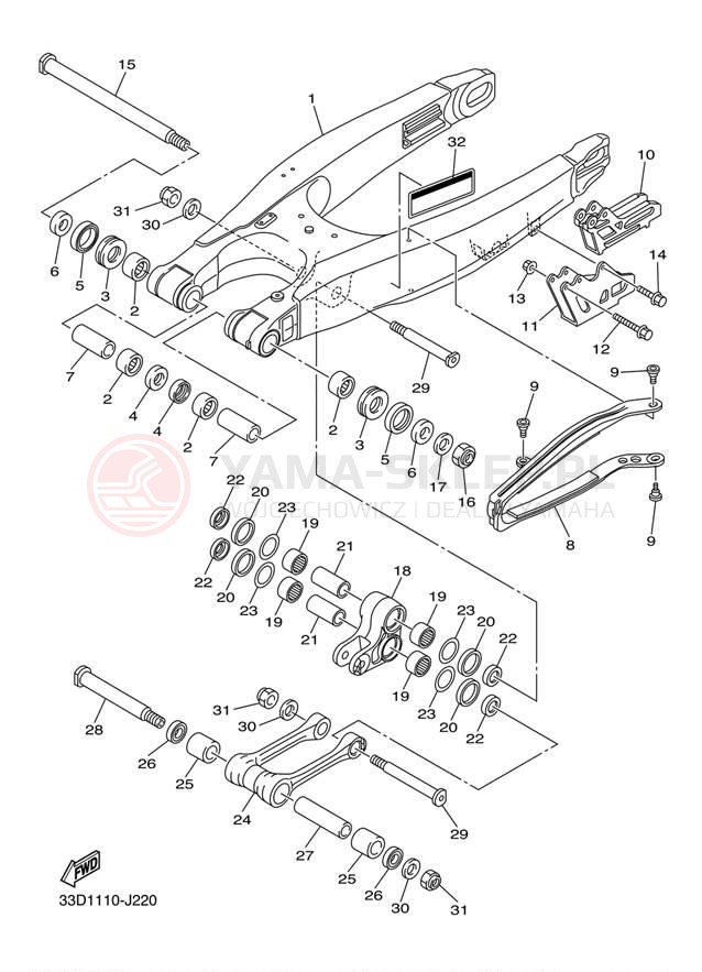 Schemat "wahacz" do Yamaha YZ450F YZ450FDW/YZ450FDL