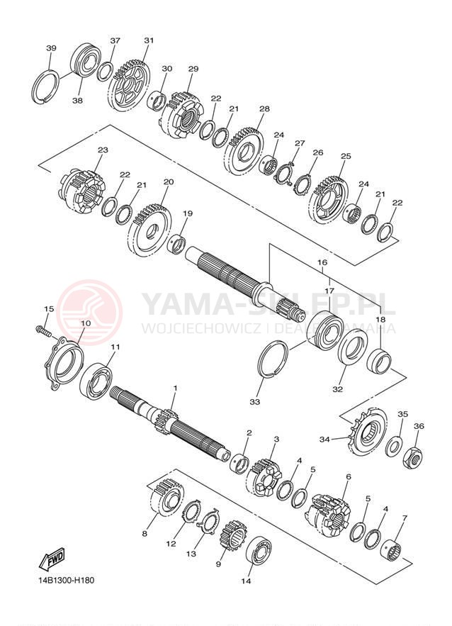 Schemat "Skrzynia biegów " do Yamaha YZF-R1 YZFR1BW/YZFR1BCW