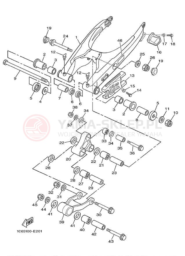 Schemat "wahacz" do Yamaha TTR230 TTR230B