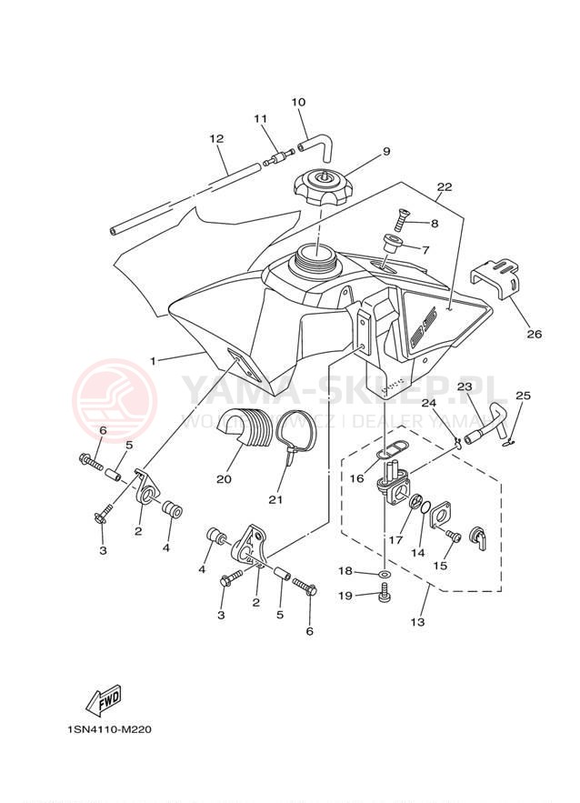 Schemat "zbiornik paliwa" do Yamaha YZ85 YZ85D