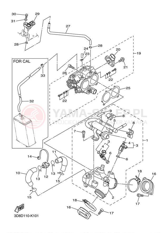 Schemat "Wtrysk paliwa" do Yamaha V STAR 1300 XVS13ADCB/XVS13ADB