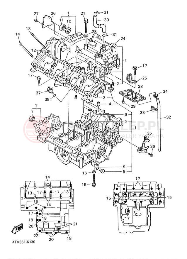 Schemat "Obudowa silnika" do Yamaha YZF600R YZF600RS/YZF600RSC