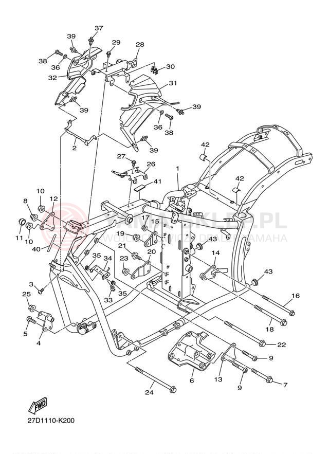 Schemat "rama" do Yamaha STRYKER XVS13CDW/XVS13CDCW