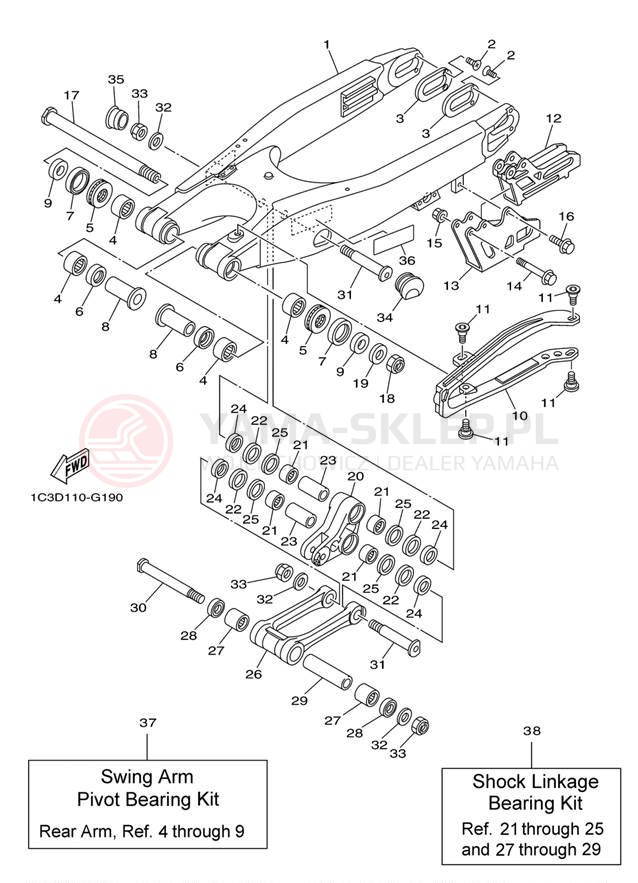 Schemat "wahacz" do Yamaha YZ125 YZ125Z