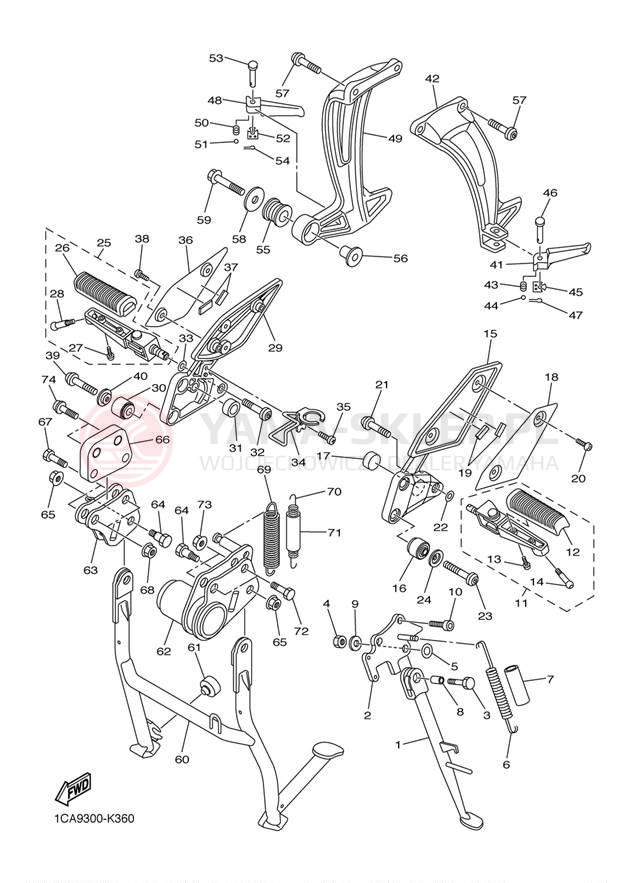 Schemat "Stopka postojowa i podnóżki" do Yamaha FZ1 FZS10D/FZS10DC