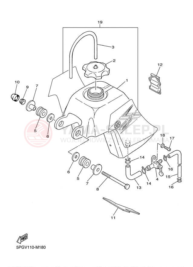 Schemat "zbiornik paliwa" do Yamaha PW50 PW50D1