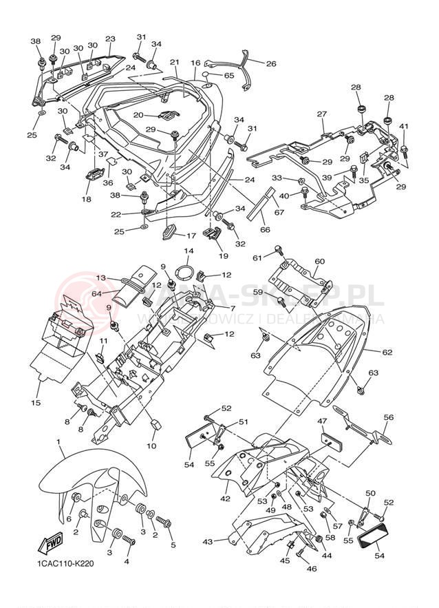 Schemat "błotnik" do Yamaha FZ1 FZS10BW/FZS10BCW