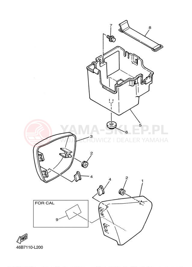 Schemat "Pokrywa boczna" do Yamaha V STAR 250 XV250D/XV250DC