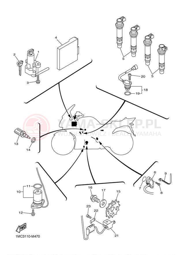 Schemat "układ elektryczny" do Yamaha FJR1300A FJR13ADG/FJR13ADCG