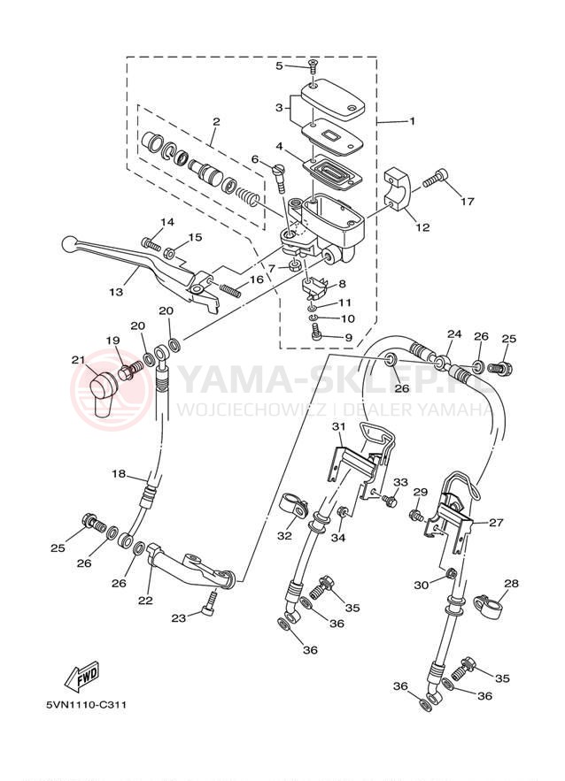 Schemat "Pompa hamulcowa przednia" do Yamaha ROAD STAR S XV17ASDCB/XV17ASDB