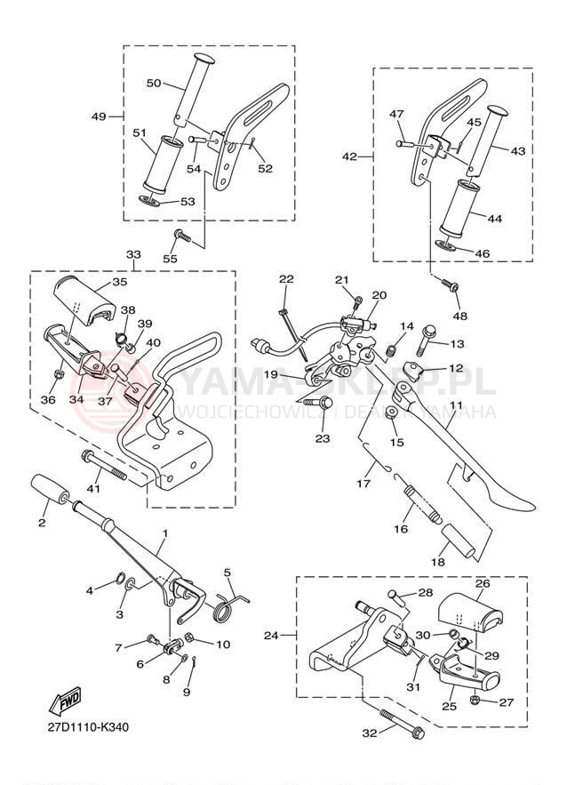 Schemat "Stopka postojowa i podnóżki" do Yamaha STRYKER XVS13CACB/XVS13CAB