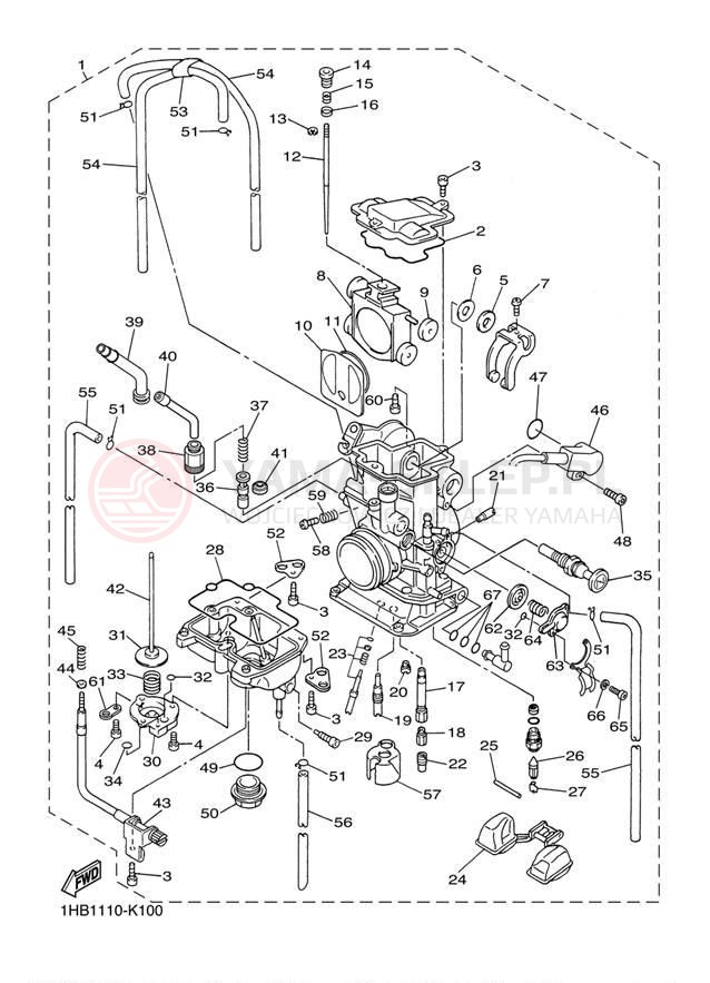 Schemat "Gaźnik" do Yamaha WR450F WR450FA