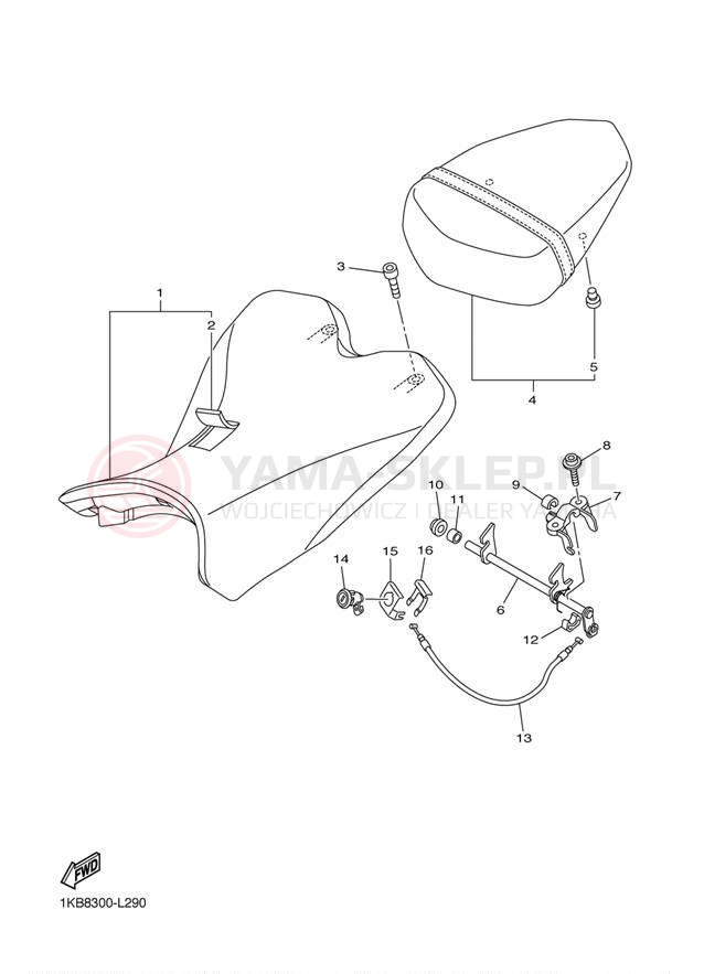 Schemat "siedzenie" do Yamaha YZFR1 YZFR1BW/YZFR1BCW