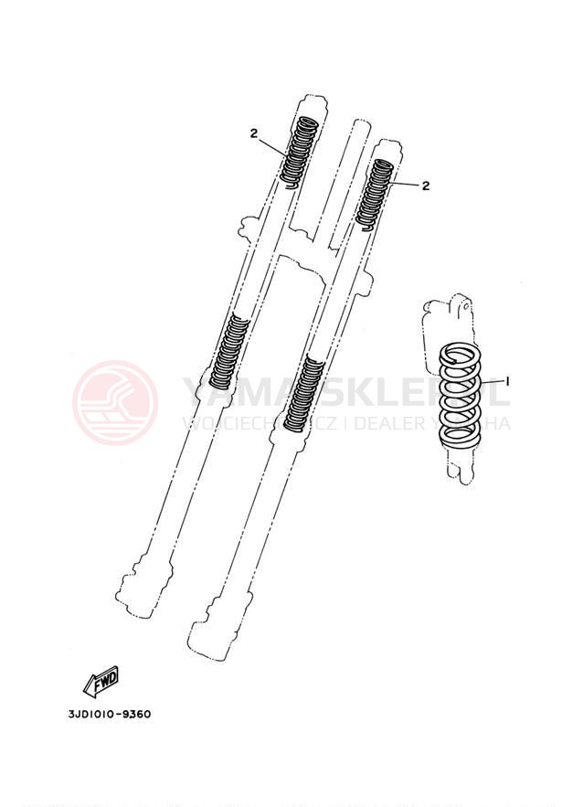 Schemat "Zawieszenie przód" do Yamaha YZ250 YZ250Y