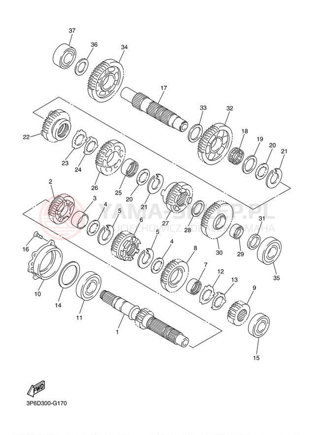 Schemat "Skrzynia biegów " do Yamaha FJR1300A FJR13ADG/FJR13ADCG