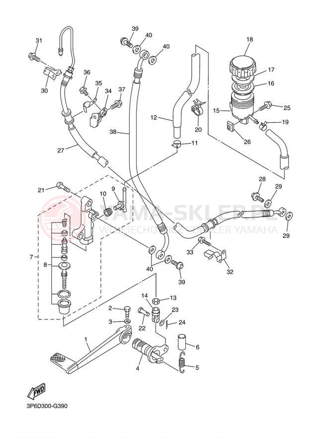 Schemat "Pompa hamulcowa tył" do Yamaha FJR1300A FJR13AACS/FJR13AAS