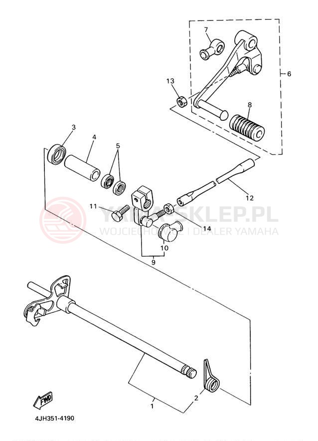 Schemat "Dźwignia zmiany biegów, wałek" do Yamaha YZF600R YZF600RS/YZF600RSC