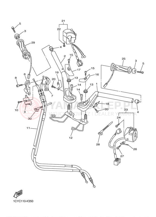 Schemat "Kierownica i osprzęt" do Yamaha FJR1300A FJR13AACS/FJR13AAS