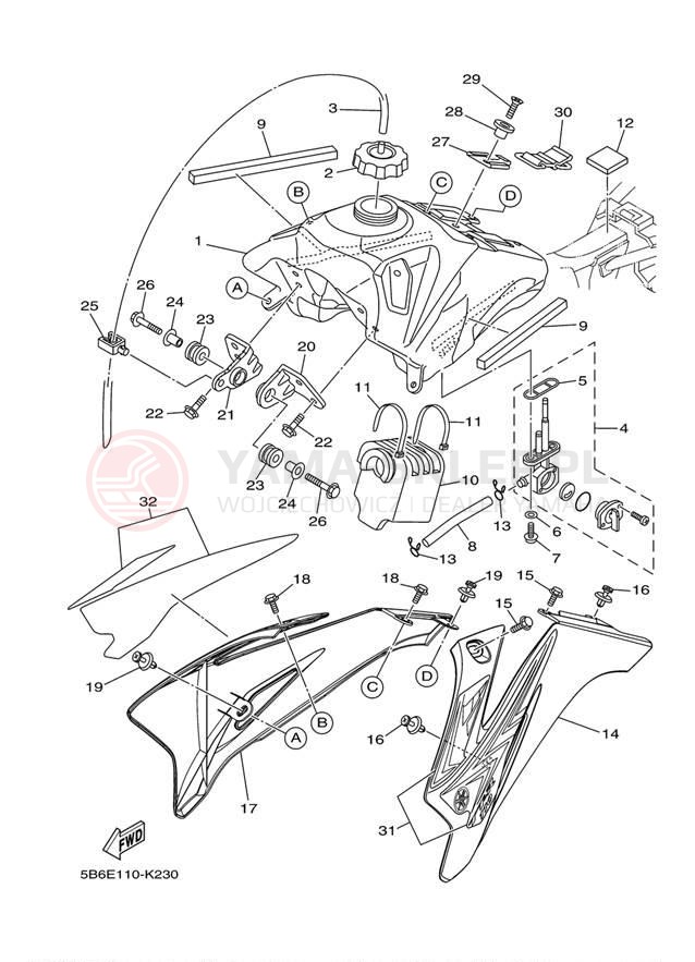 Schemat "zbiornik paliwa" do Yamaha TTR110E TTR110EA