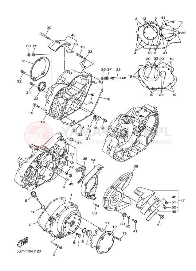 Schemat "Pokrywa silnika" do Yamaha V STAR 950 XVS95ZCR/XVS95ZR