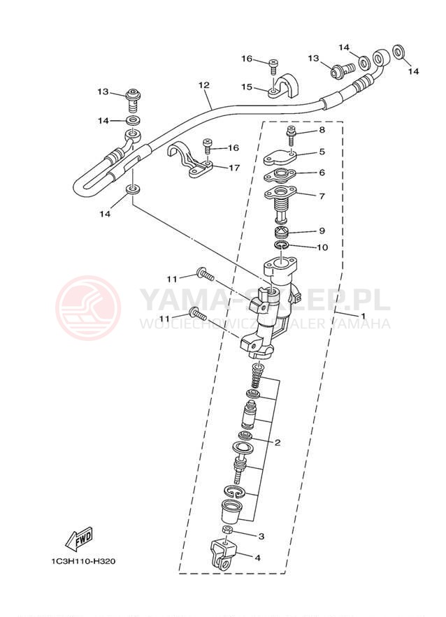 Schemat "Pompa hamulcowa tył" do Yamaha YZ125 YZ125Z