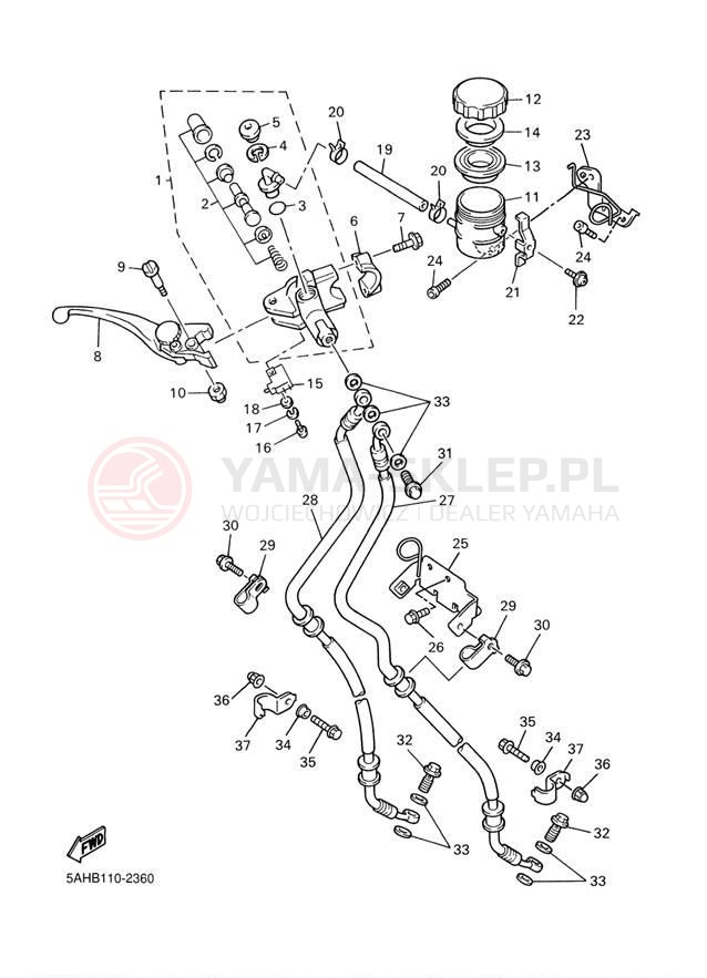 Schemat "Pompa hamulcowa przednia" do Yamaha YZF600R YZF600RS/YZF600RSC