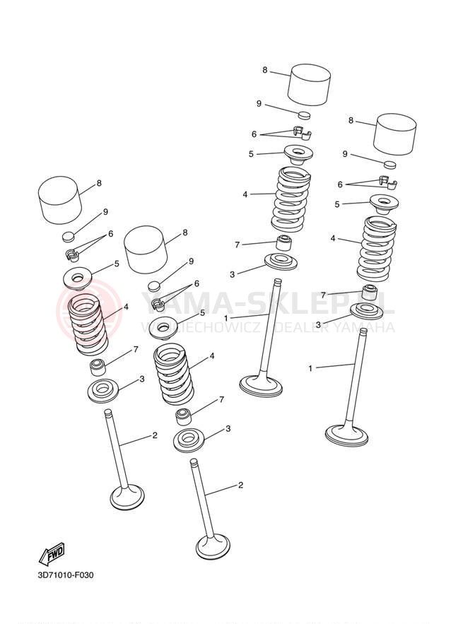 Schemat "zawory" do Yamaha WR250R WR25RZCL/WR25RZL