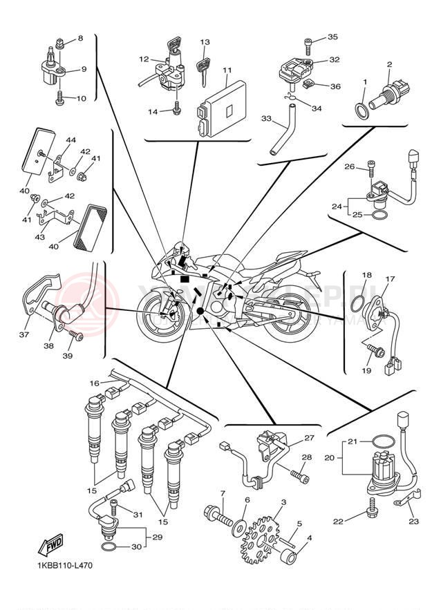 Schemat "układ elektryczny" do Yamaha YZF-R1 YZFR1BW/YZFR1BCW