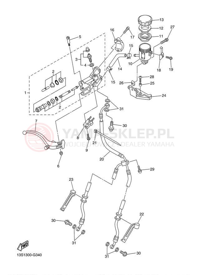 Schemat "Pompa hamulcowa przednia" do Yamaha YZF-R6 YZFR6BCW/YZFR6BW