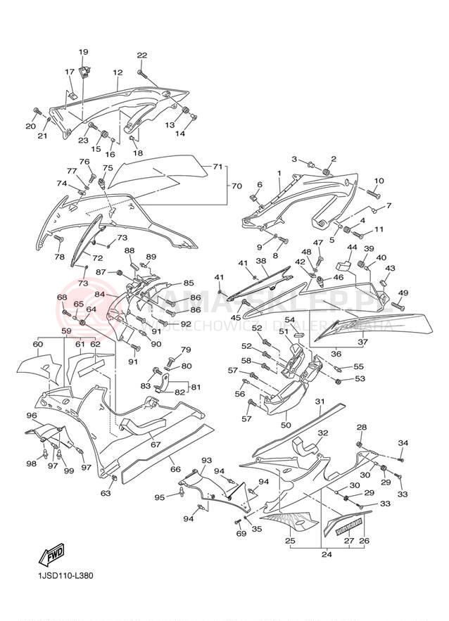 Schemat "elementy nadwozia" do Yamaha YZFR6 YZFR6BCW/YZFR6BW