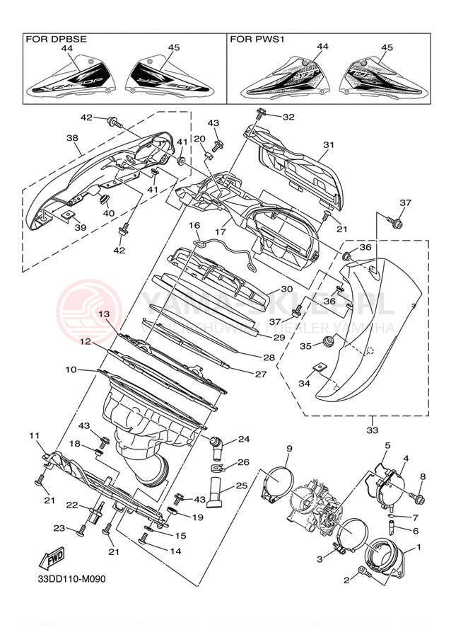 Schemat "Wtrysk paliwa" do Yamaha YZ450F YZ450FDW/YZ450FDL