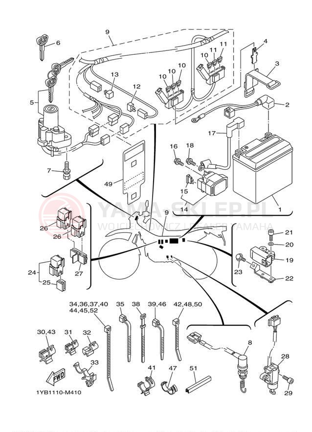 Schemat "układ elektryczny" do Yamaha XT250 XT250E/XT250EC