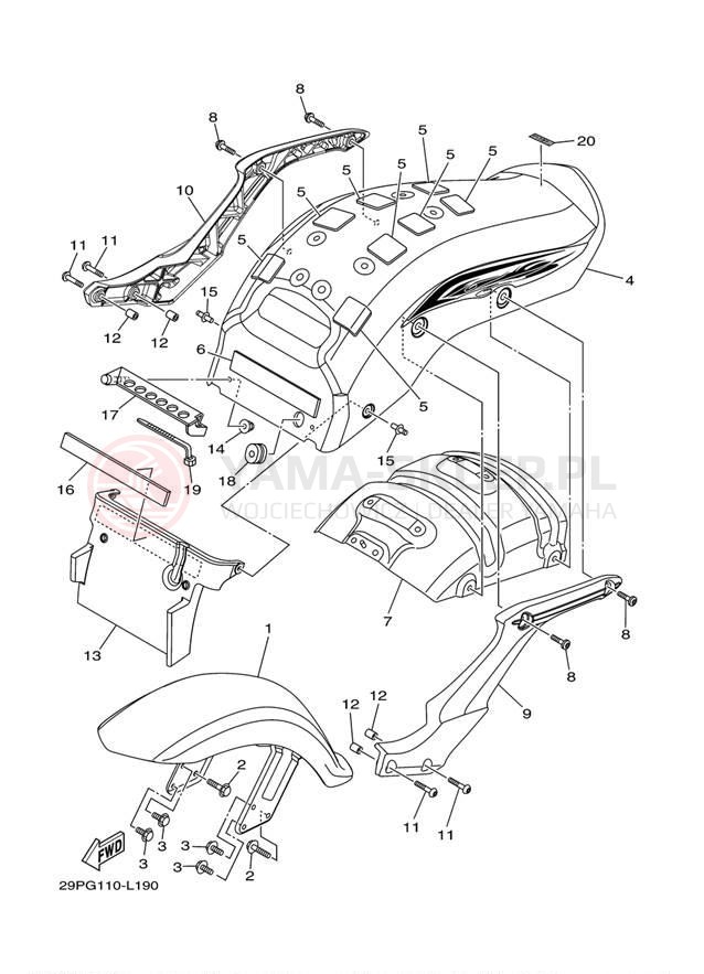 Schemat "błotnik" do Yamaha RAIDER S XV19CSBP/XV19CSBCP
