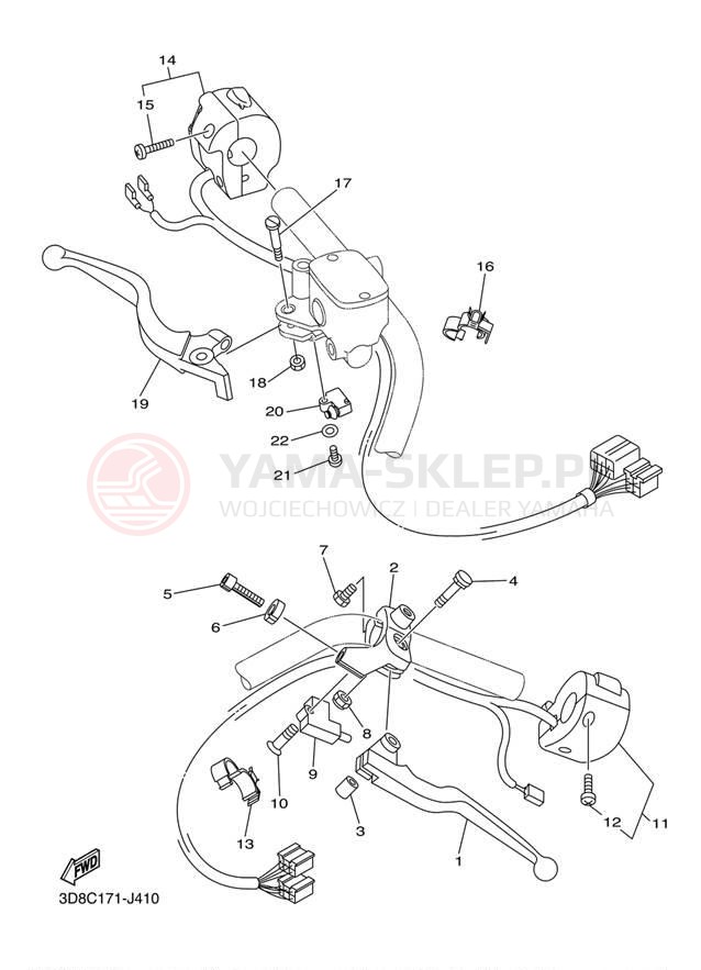 Schemat "Kierownica i osprzęt" do Yamaha V STAR 1300 XVS13ABCR/XVS13ABR