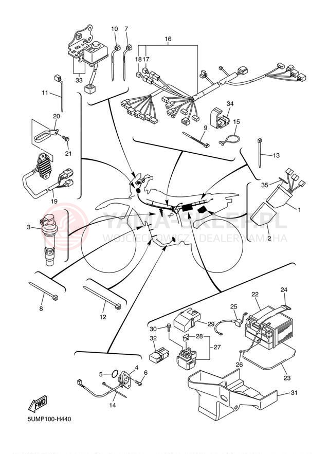 Schemat "układ elektryczny" do Yamaha WR250F WR250FY