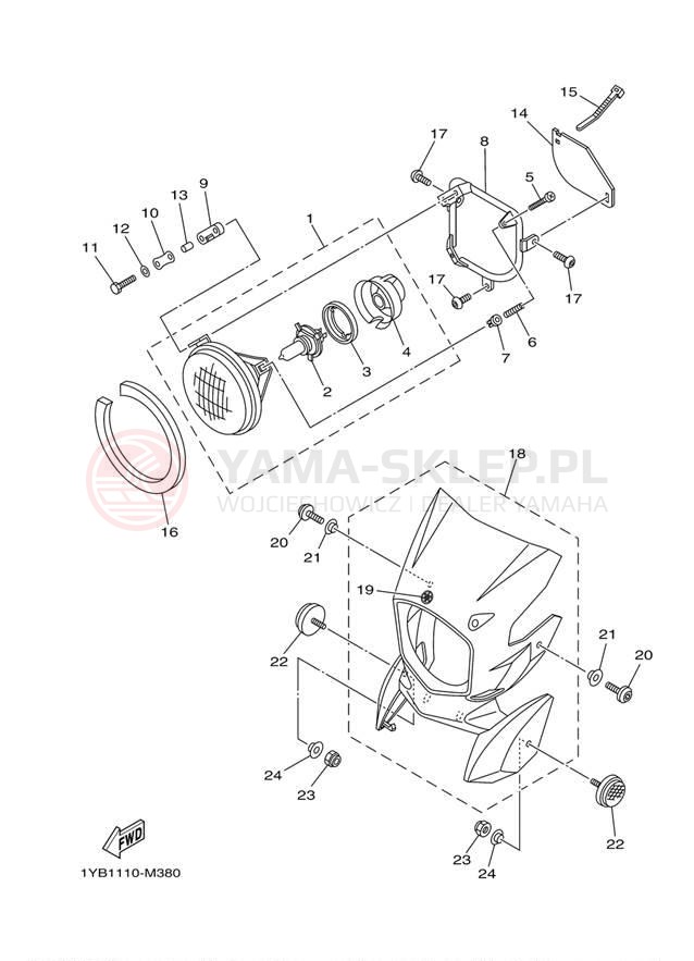 Schemat "Lampa przód" do Yamaha XT250 XT250DC/XT250D
