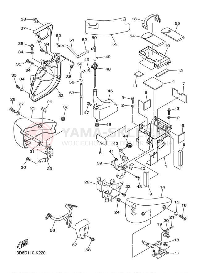 Schemat "Pokrywa boczna" do Yamaha V STAR 1300 XVS13ABCR/XVS13ABR
