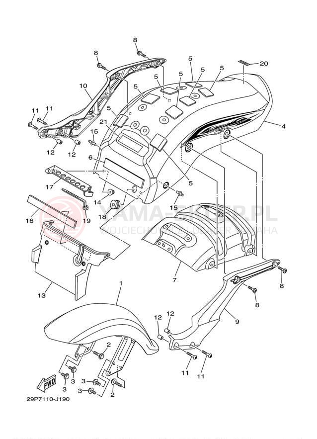 Schemat "błotnik" do Yamaha RAIDER S XV19CSZCL/XV19CSZL