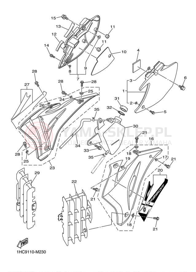 Schemat "Pokrywa boczna" do Yamaha WR250F WR250FD
