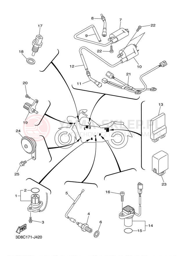 Schemat "układ elektryczny" do Yamaha V STAR 1300 XVS13ADCB/XVS13ADB