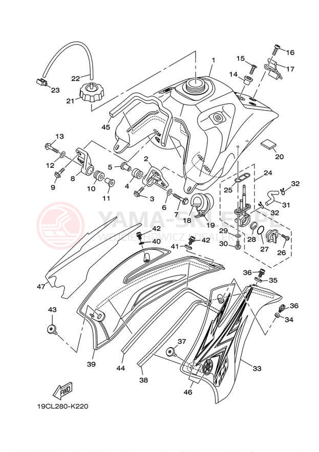 Schemat "zbiornik paliwa" do Yamaha TTR125LE TTR125LEA