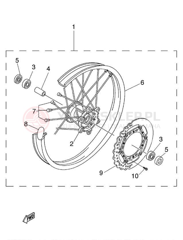 Schemat "Koło przód" do Yamaha YZ250 YZ250Y