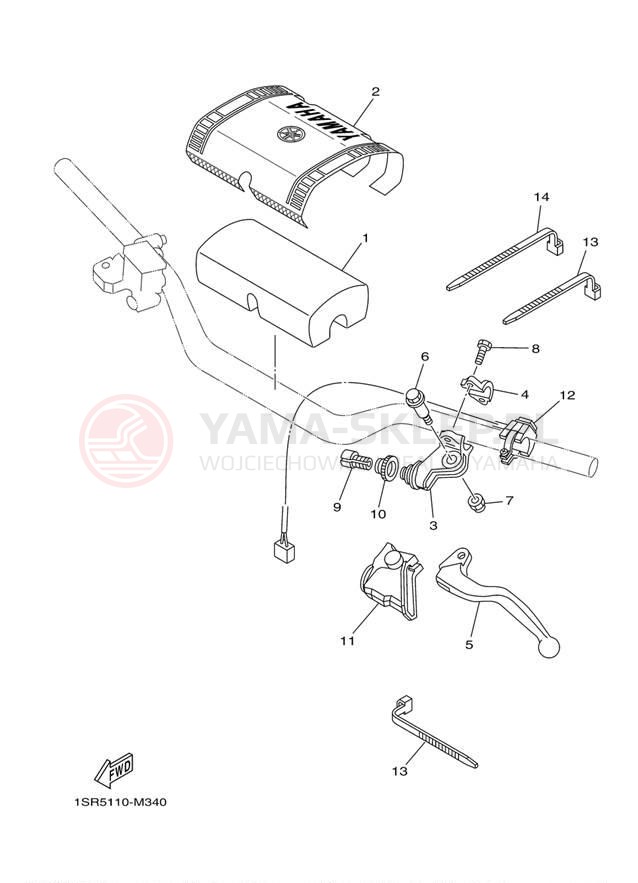 Schemat "Kierownica i osprzęt" do Yamaha YZ250 YZ250D2