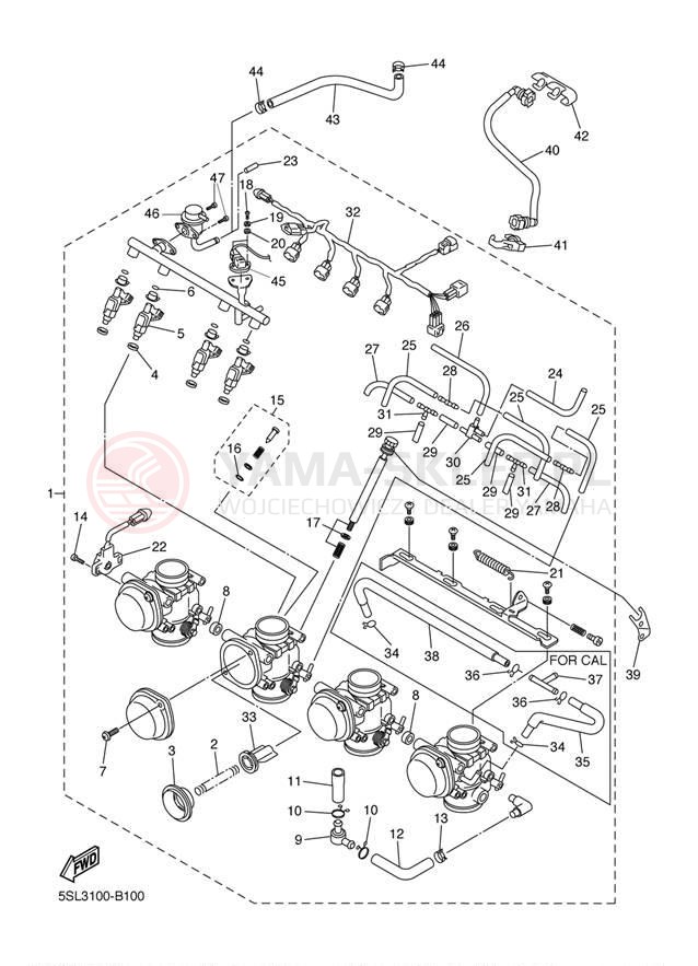 Schemat "Wtrysk paliwa" do Yamaha R6 YZFR6SRC/YZFR6SR