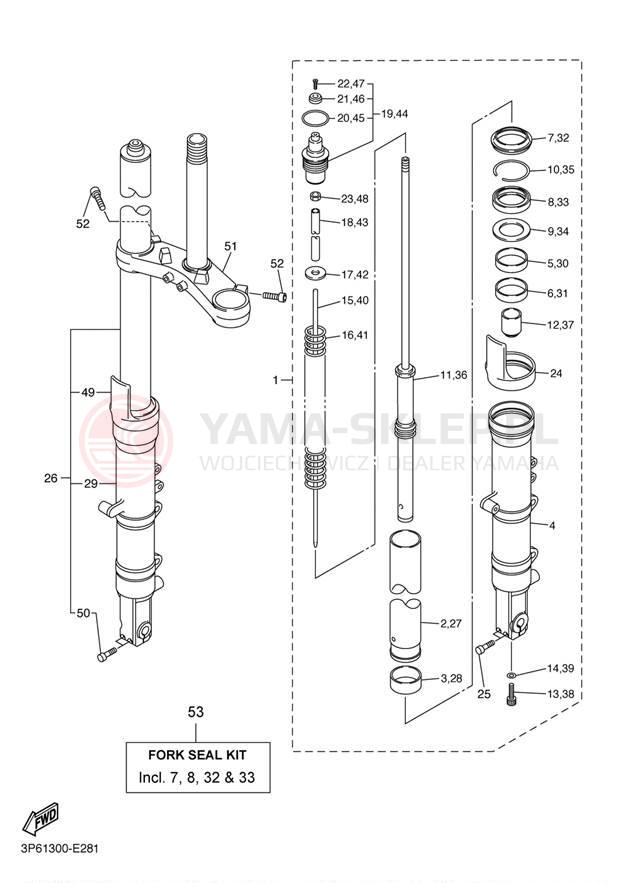 Schemat "Amortyzatory przód" do Yamaha FJR1300A FJR13ABCL/FJR13ABL
