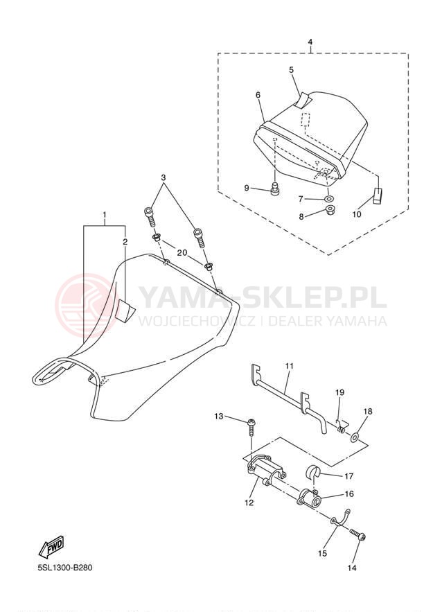 Schemat "siedzenie" do Yamaha YZF-R6 YZFR6SS/YZFR6SCS