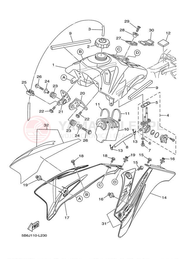 Schemat "zbiornik paliwa" do Yamaha TTR110E TTR110EB
