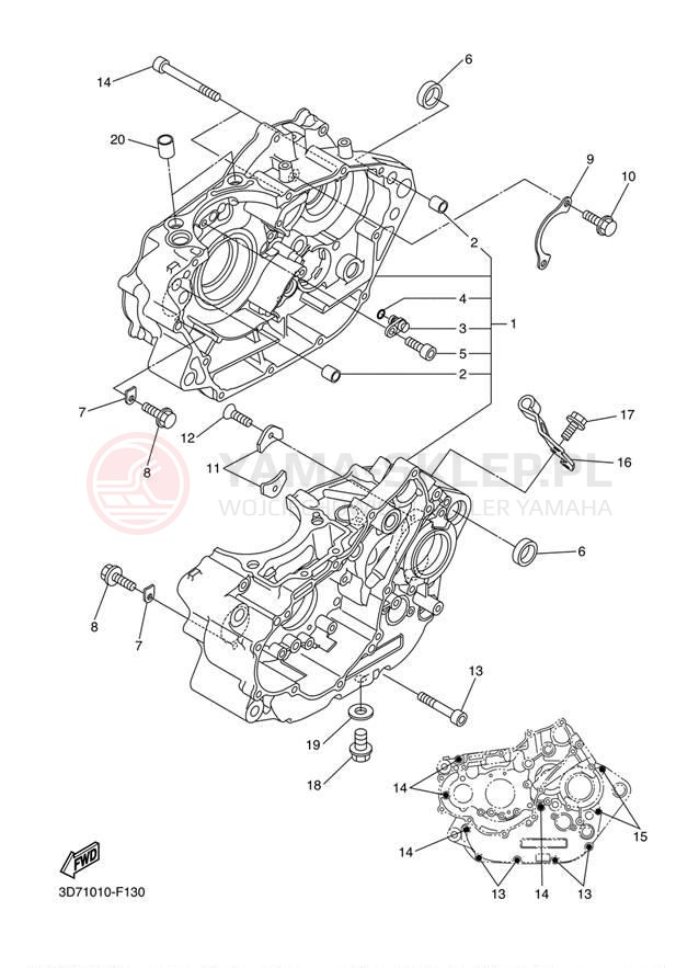 Schemat "Obudowa silnika" do Yamaha WR250X WR25XACW/WR25XAW